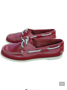 L.L. Bean Red Leather Boat Shoes Size 6